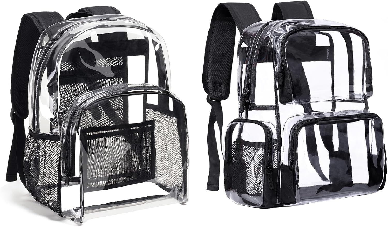 Vorspack Clear Backpack Heavy Duty - Clear Book Bag with Multi-pockets Large See Through Backpack for College Workplace - 2 Pack