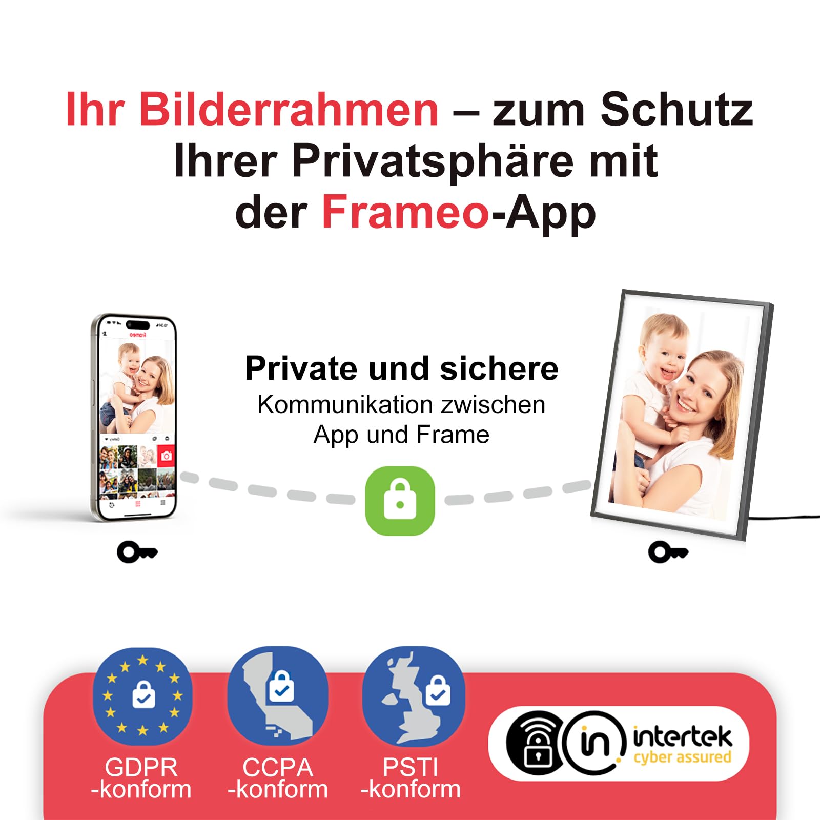 Digitaler Bilderrahmen Groß,15.6 Zoll Frameo Digital Photo Frame, 32 GB, 1920 * 1080 IPS FHD-Touchscreen, Elektronischer Bilderrahmen Tisch- und Wandmontage, Bildvideo teilen