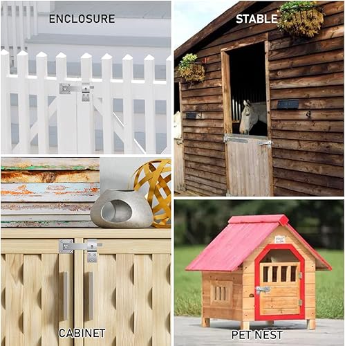 Miniatura 5 de JUGREAT Pestillo de puerta de acero inoxidable para cerca, cerradura de puerta de granero impermeable a prueba de óxido, herrajes para cercas de