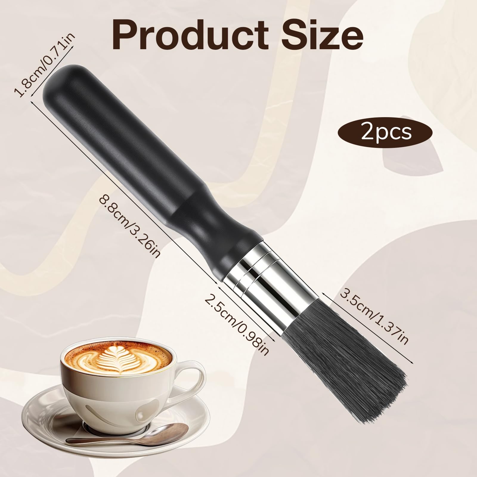 TIESOME Szczotka do czyszczenia ekspresu do kawy dla baristy, trwałe narzędzie do czyszczenia z ergonomicznym uchwytem, drewniana szczotka woskowa do ekspresów do espresso i młynków do kawy (czarna)