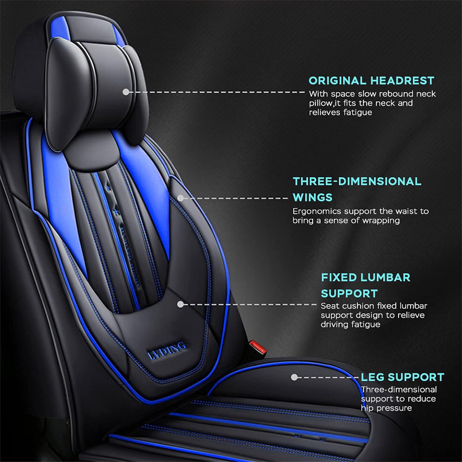 Aoyade Car Seat Covers Intended for A4 2000-2021 Front&Rear 5-Seats Cushion Cover, All Weather Wear-Resistant Waterproof Black Blue Luxury