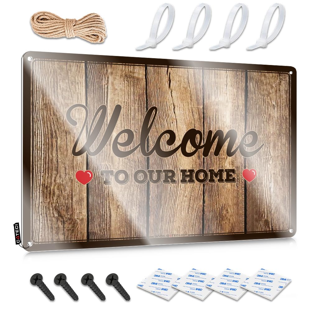 Qgdc Colour Decore Case Art - Welcome To Our Home Antique Metal Wall Art Ready To Hang For Shed(30X40cm)