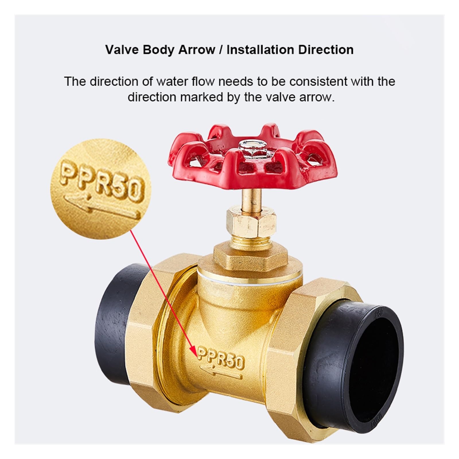 Válvula de control Válvula de compuerta de fusión en caliente PPR, latón PPR20/25/32/40/50/63, interruptor de tubería de agua del grifo para un control preciso(PPR50)