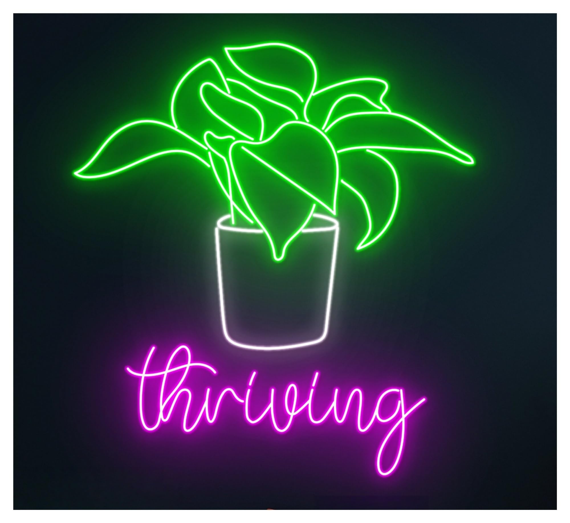 Insegna al Neon Insegna Al Neon Con Luce LED Verde Per Vasi Di Piante Prosperose, Decorazione Da Parete Per Stanza, Foglie Ecologiche E Naturali, 58cm