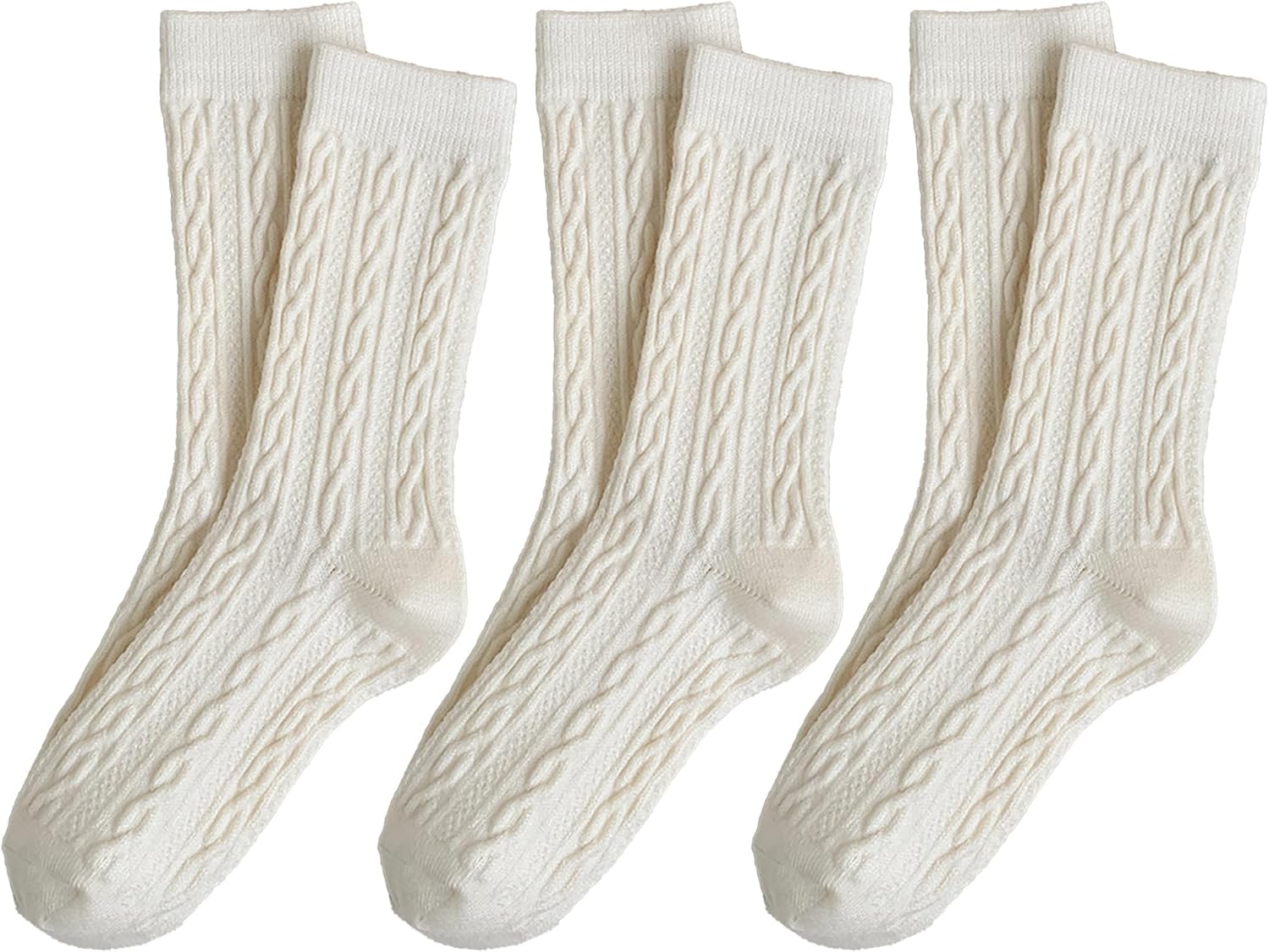 3 Pairs Cable Knit Crew Socks - Women's Y2K Cute Preppy Warm Aesthetic Socks for Fall Winter 2024
