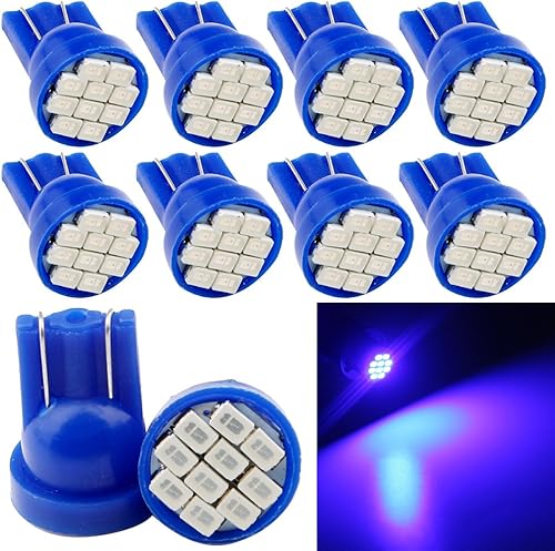 Grandview Super brillante 80 lúmenes T10 cuña 194 168 2825 175 192 W5W azul alta potencia 1206 10-SMD luces LED bombilla placa interior mapa cúpula