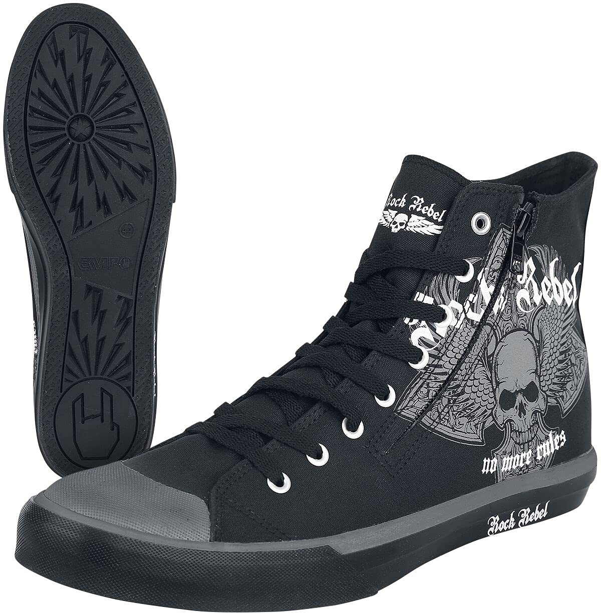 Rock Rebel by EMP Unisex Sneakers Nere con Stampa Teschio