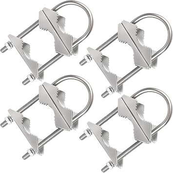 Double Antenna Mast Clamp - 4 PCS Antenna Pole Mount Bracket V Jaw Block with U Bolts - Heavy Duty Mast Mount Bracket Kit