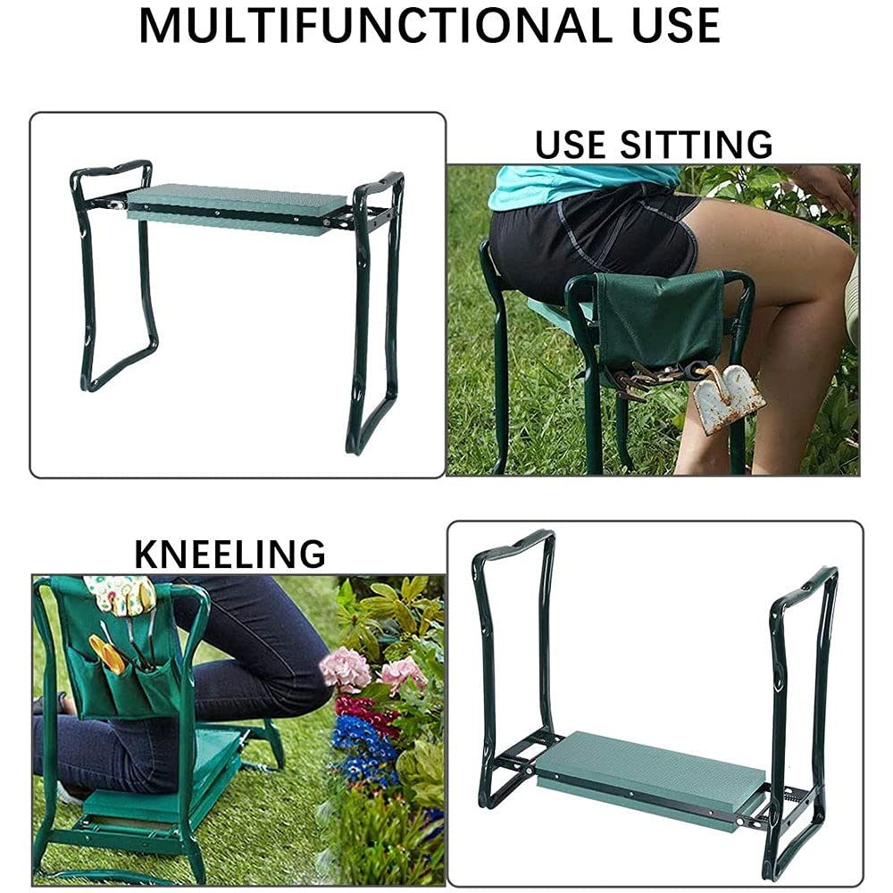 Cojín para arrodillarse, Taburete de jardín for arrodillarse, Asiento Multiusos for arrodillarse con Bolsa de Herramientas, fácil de Transportar y Plegable.