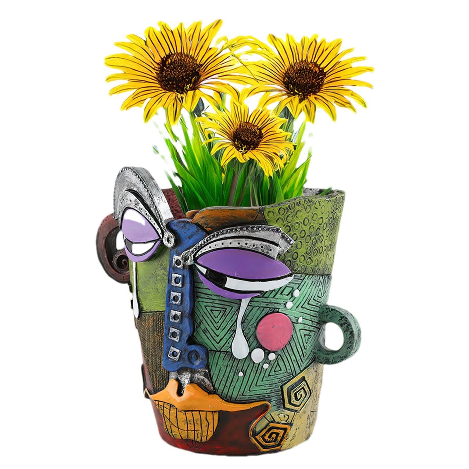 Jardinière pour le visage en résine et pot de fleurs tête abstraite pour succulente