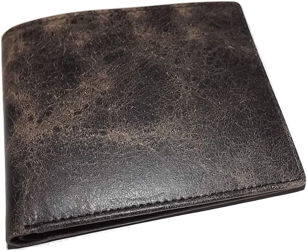 Baglioni Italia Men's Vintage Aviator Leather Bifold 6 Pocket Wallet Black