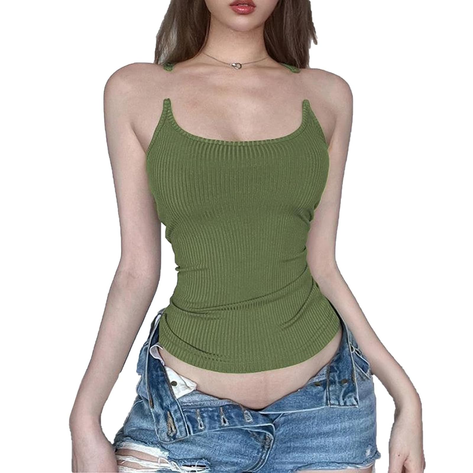 BIUBIULOVE Luvette Tank,Invisible Strap Tank Top for Women,Thin Clear Strap Tank Tops,Ribbed Invisible Tank Top,Tank Top Invisible Straps