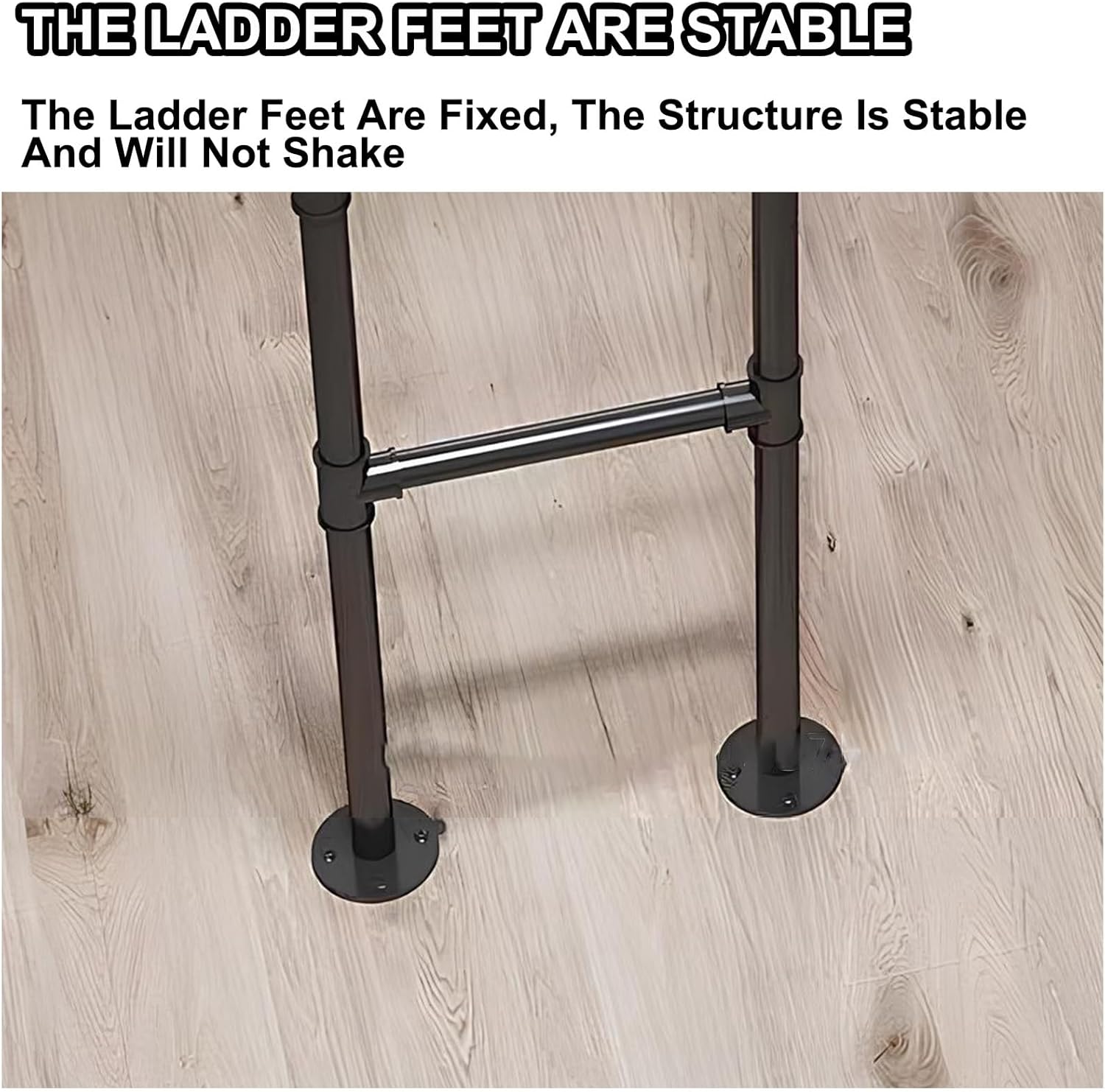 Iron Bunk Bed Ladder for Dorms Bedrooms Apartments Hotels Lightweight and Customizable Twin Bed Replacement Ladder Floorstanding Medium Size Black Color