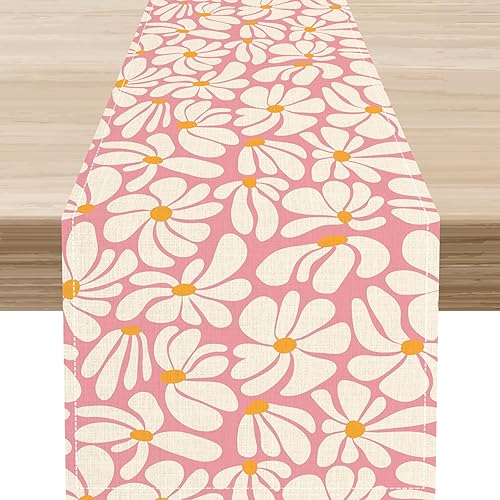 Camino de mesa floral retro de los años 70, retro, vintage, floral, hippie, funky, años 70, 60, abstracto, rosa, estético, moderno, casa de campo, disponible en Yaxa Guatemala