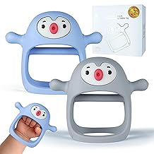 Smily Mia Baby Teething Toys for 0-6Months, Penguin Teethers for Babies 3-6Months | Hand Teether for 0-6M |Teething Mittens for Teething Relief, Baby Pacifier |New Born Essentials, 2Pack