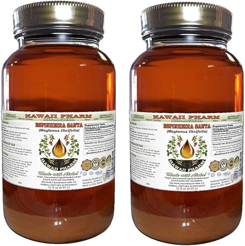 Miniatura 1 de Espinheira Santa, Cancerosa (Maytenus Ilicifolia) Extracto líquido de hoja seca sin alcohol, Espinheira Santa, suplemento herbario de glicerita, 2 x