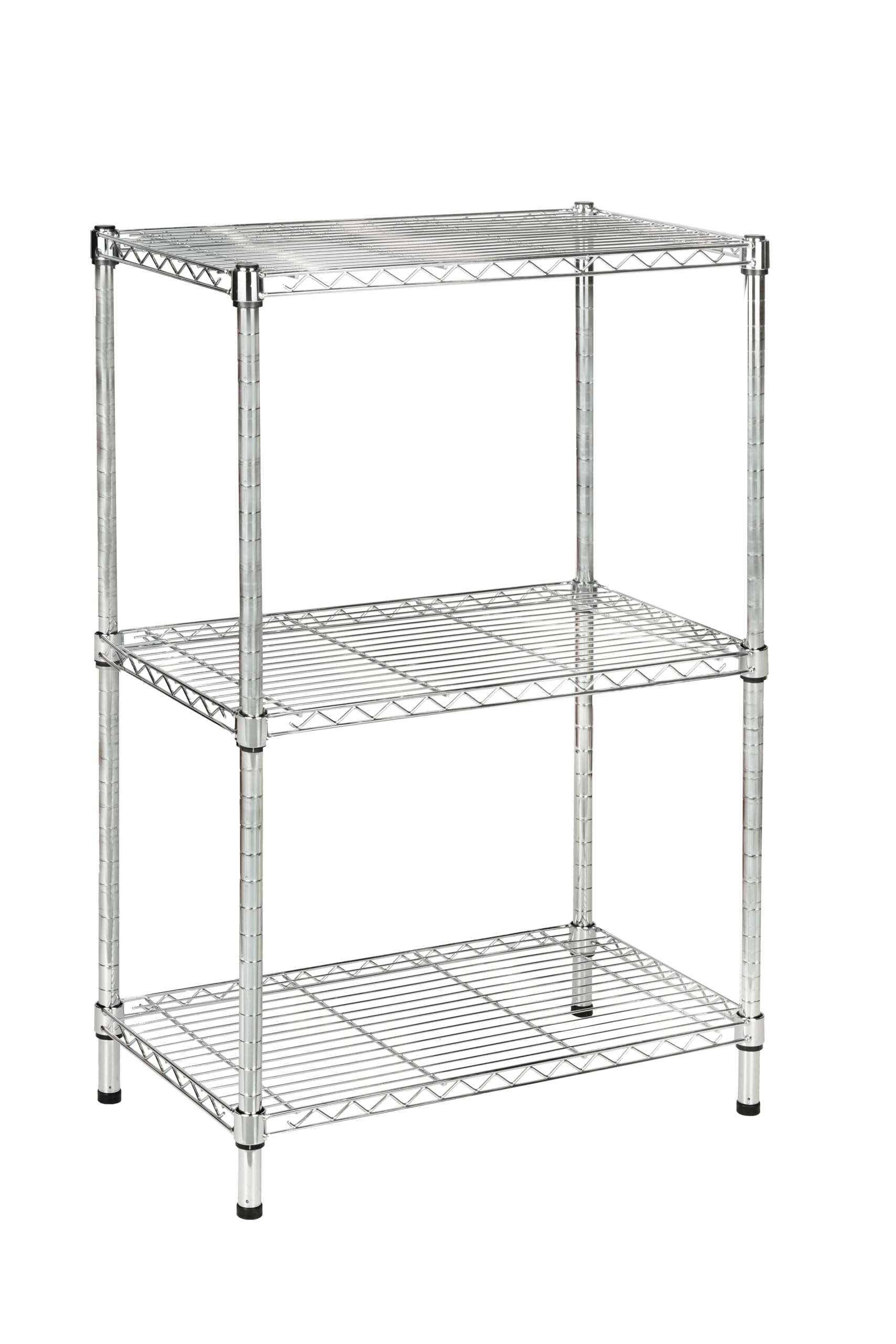 Floordirekt | Everest | Étagère de Rangement multifonctionnelle | Idéale pour la Cuisine, la Salle de Bains | Capacité de Charge : 70 kg par étagère | Chrome, 60 x 35 x 90 cm | 3 étagères