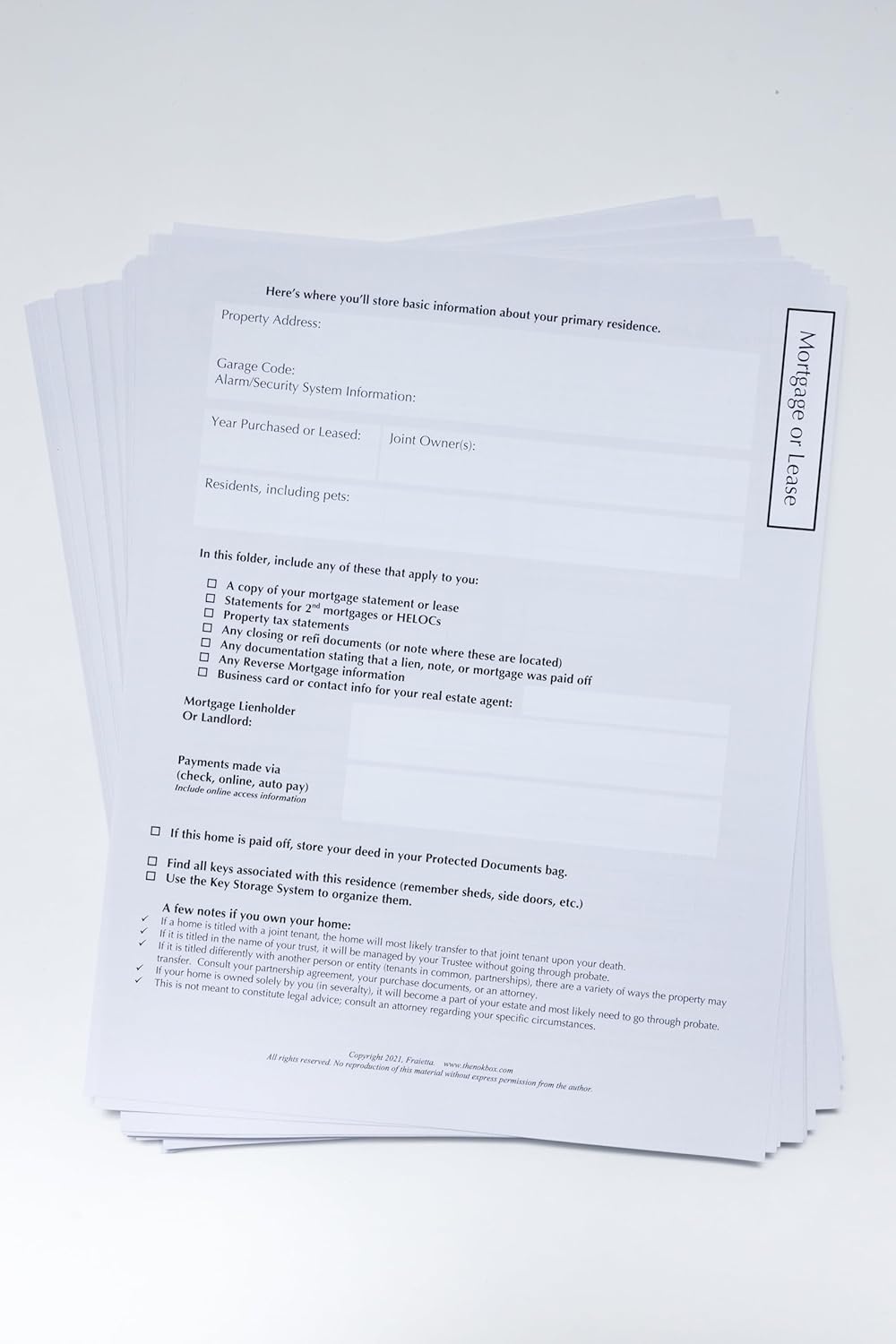Nokbox Lite: Estate and Personal File Organization Kit with Instruction Worksheets for Complete Filing. - Image 4