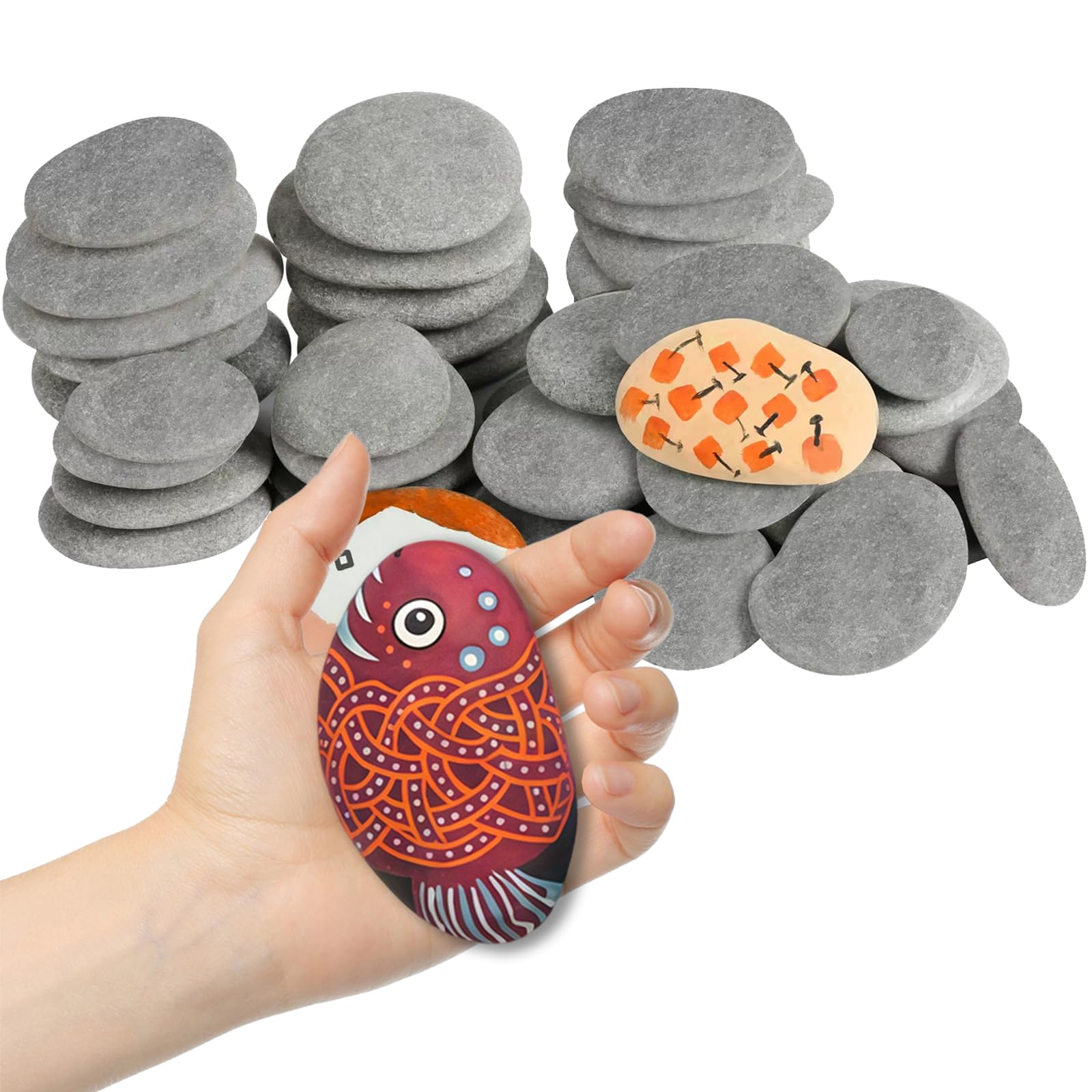 14PCS Painting Rocks, Natural river Stone 5-8cm, Flat Painting Pebbles Natural Smooth Stones Large Paintings River Rocks for Kids, Stones for Arts & Crafting Gift DIY School Paint Project Decoration