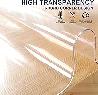 Vista 4 de Protector de escritorio de PVC transparente de 14x36 pulgadas, manteles de plástico, protector de mesa de cristal con alfombrilla de ratón gratis
