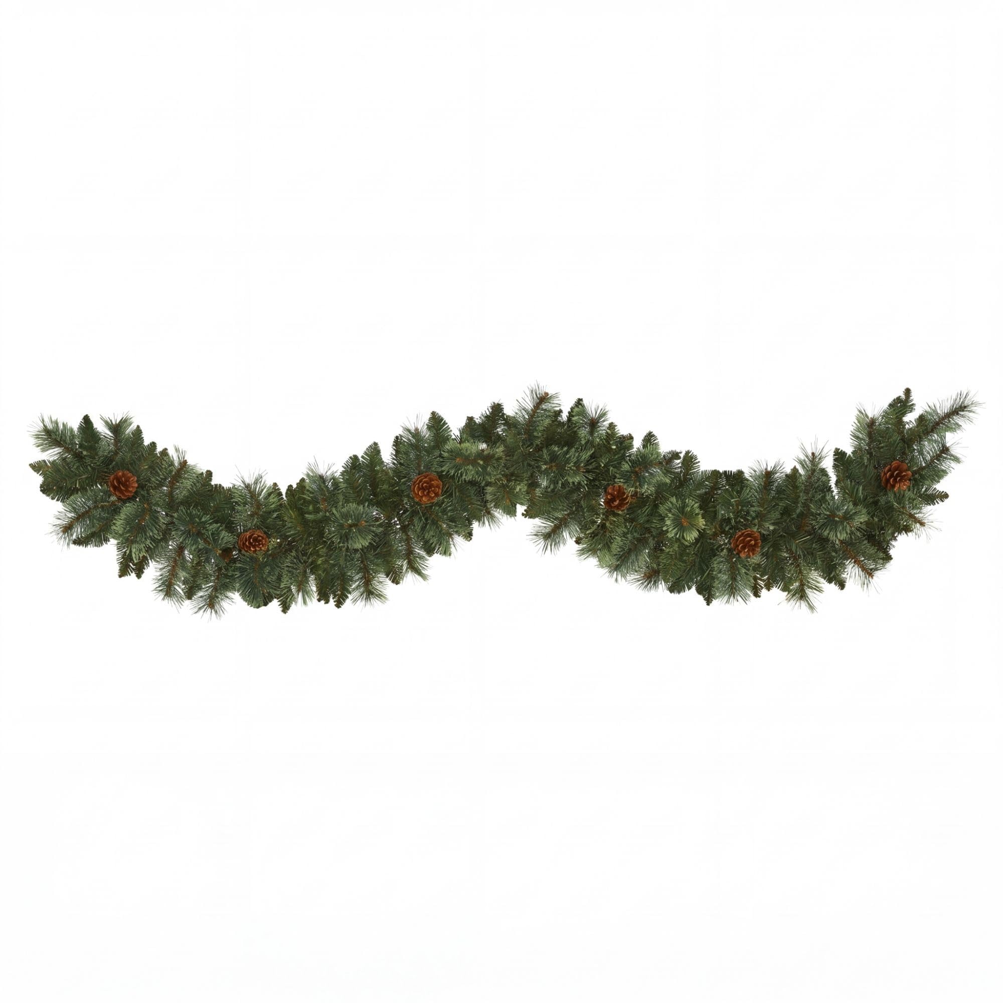 Nearly Natural 6ft White Mountain Pine Garland with Pinecones Holiday Decor