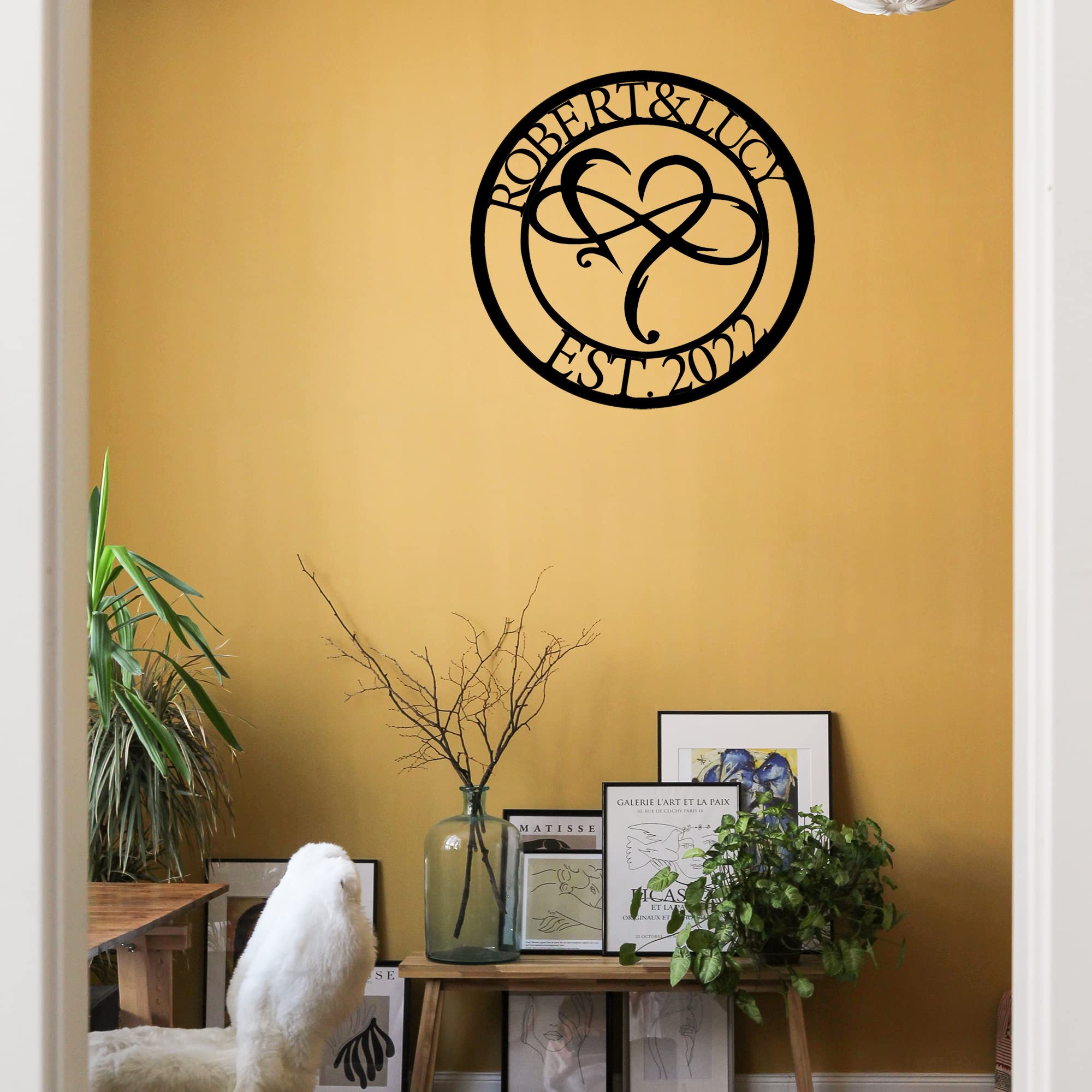 Letrero de Metal de corazón infinito personalizado con luces LED, nombre personalizado, arte de pared de Metal, letrero de Metal para exteriores, decoración para el hogar