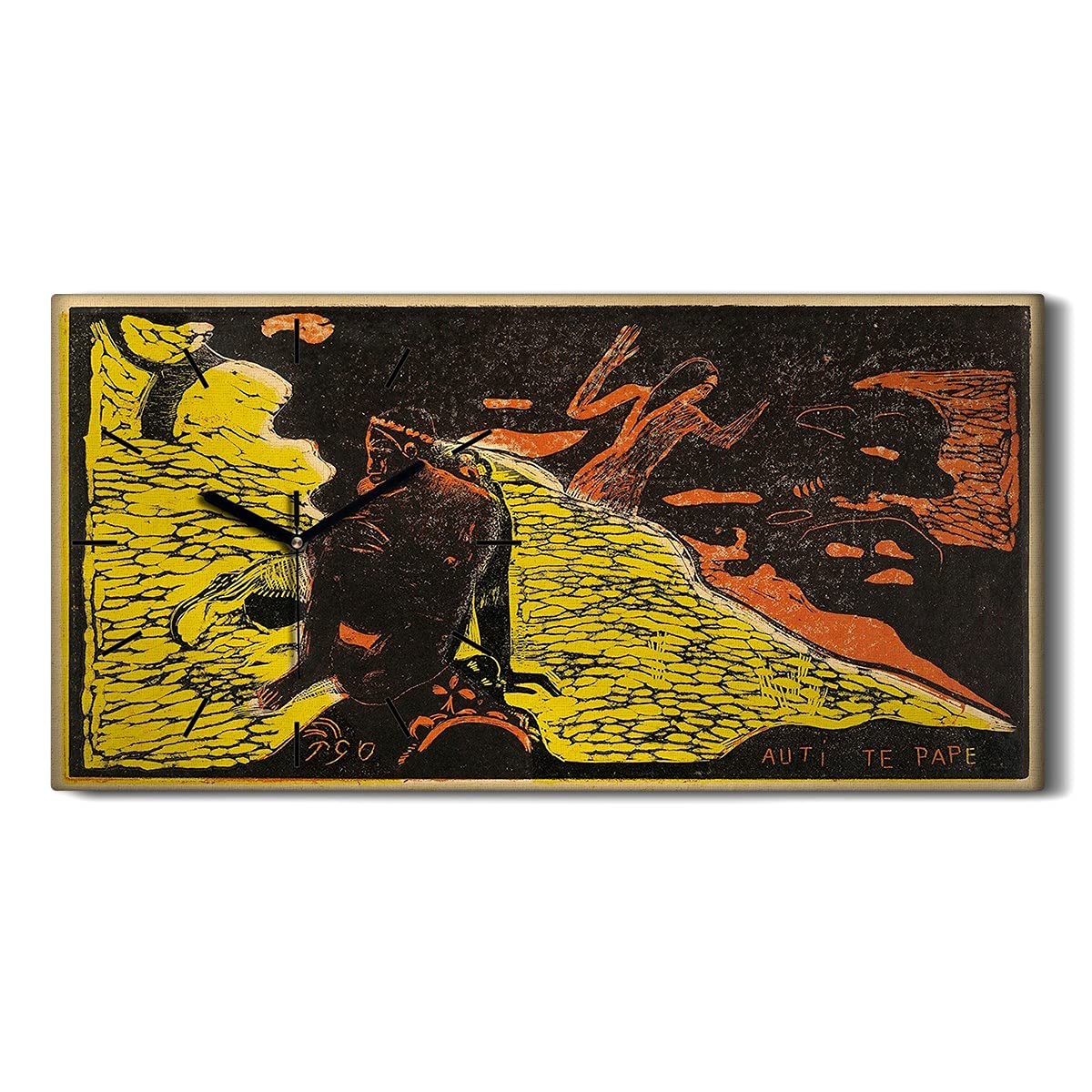 Horloge sur Toile 60x30cm AUTTI Te Pape avec Mains Noires