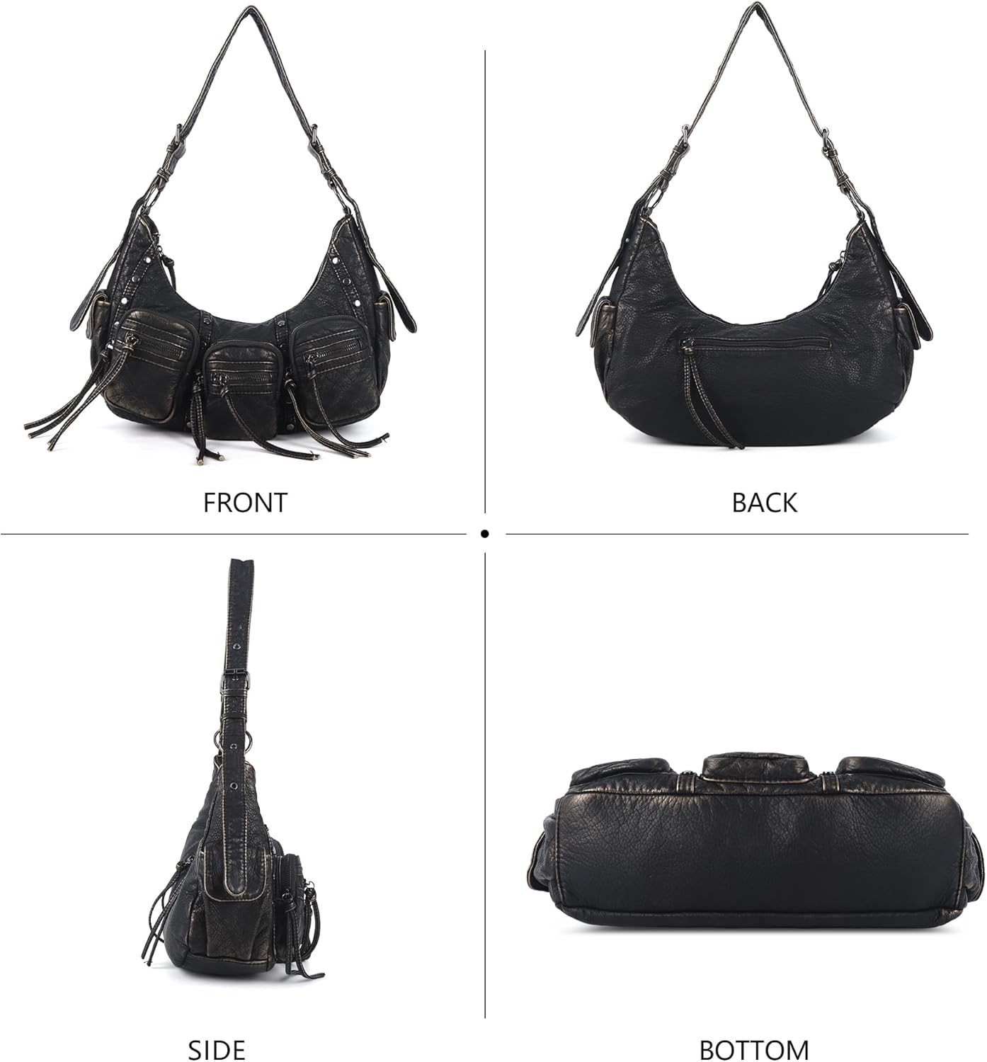 Angel Kiss Hobo Bags Purse for Women Y2K Shoulder Bag Multi Pockets Designer Satchel Studded Handbags with Strap - Image 6