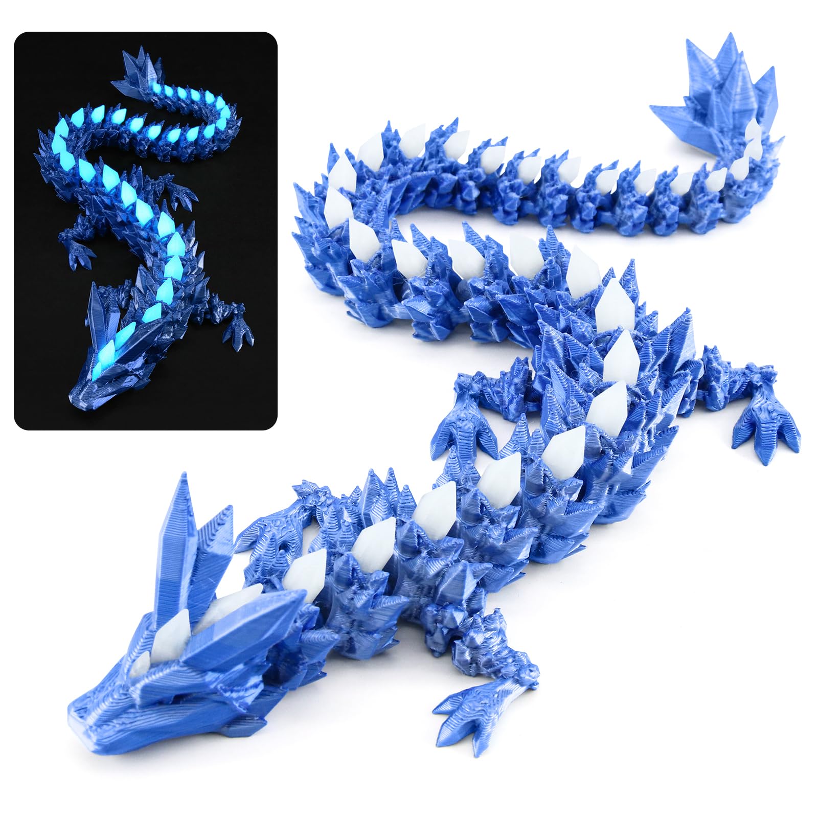 DEFORAGE 3D Printed Glacier Crystal Dragon Decoration, Glow in The