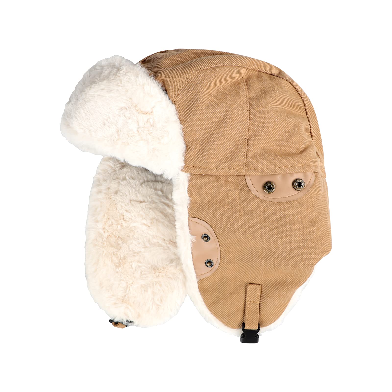 OhMill Bonnet Aviateur Femme Chapka d'aviateur avec Oreillettes Chapeau Chaud en Coton Chapeau de Trappeur Coup-Vent d'hiver Bonnet Épaise pour Alpinisme Ski Cyclisme