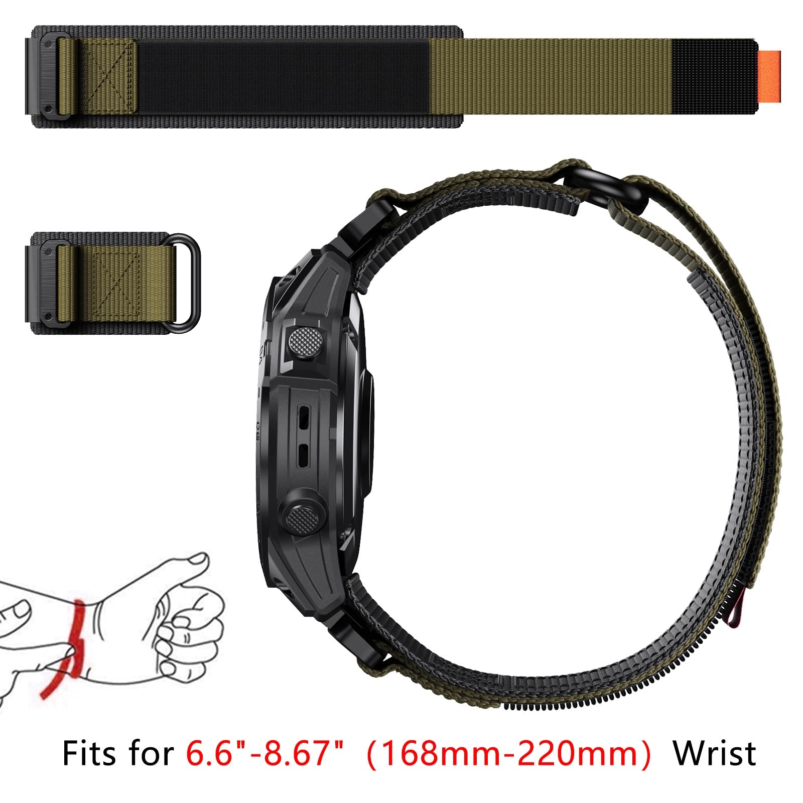 YOOSIDE taktyczna nylonowa bransoletka do zegarka Garmin Fenix 7X / Fenix 6X / Fenix 5X / Enduro 2, QuickFit, 26 mm, pleciony nylonowy pasek na nadgarstek do Tactix 7 Pro, Descent Mk2, QuickFit 26mm