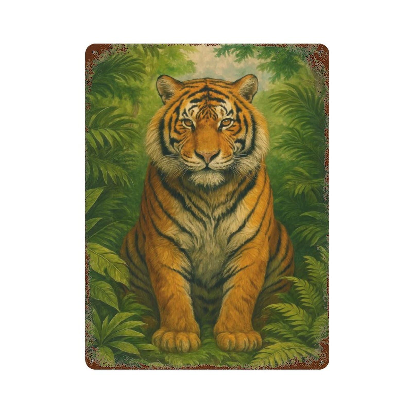 Garage Style Majestic Tiger in Lush Jungle Vintage Metal Tin Sign 15.7"x11.8", Industrial Home Decor for Bar And Workshop