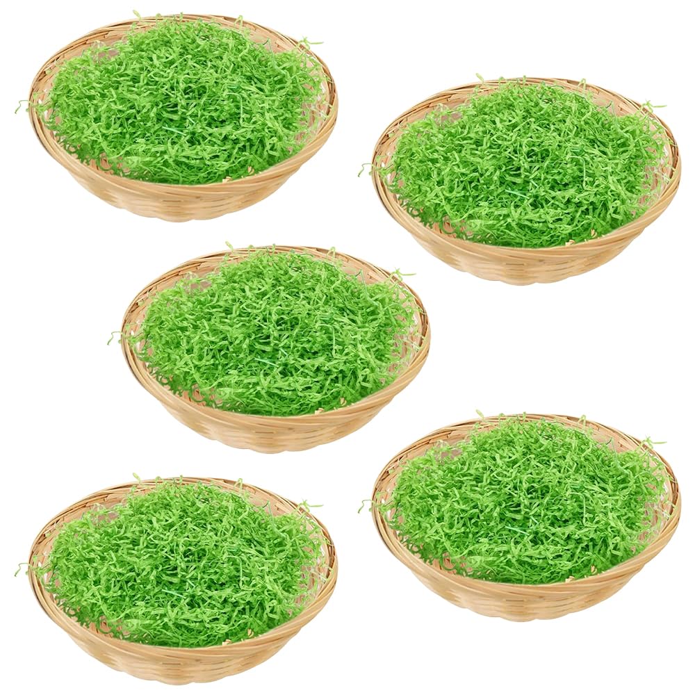 5 Stück OsterköRbchen, 100g Ostergras Grün, Osterkorb Zum Befüllen, Körbchen für Ostereier, Weidenkörbe Ostergras, Ostern Geschenkkorb, Osternest Basteln, Kinder Ostern Eier Dekoration (4 Stück-A)