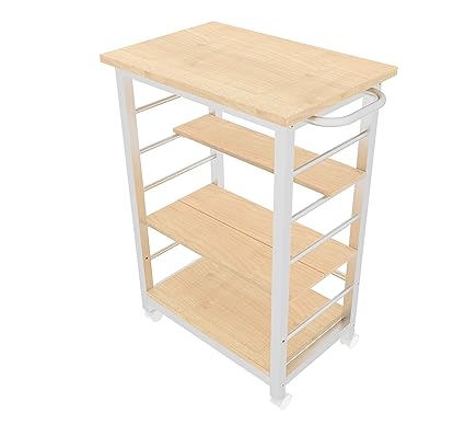 InnoFur Kinisi Wagon Storage, Kitchen Trolley with Wheels, Serving Trolley, Food Trolley for Serving at Home - Table for Kitchen with Adjustable Shelf - Bar Trolly (Regular, Beige)