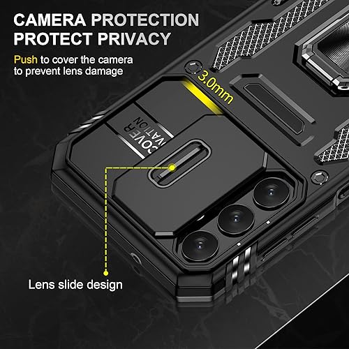 Miniatura 6 de Asuwish Funda de teléfono para Samsung Galaxy A34 5G con protector de pantalla de vidrio templado y cubierta de cámara deslizante soporte de anillo