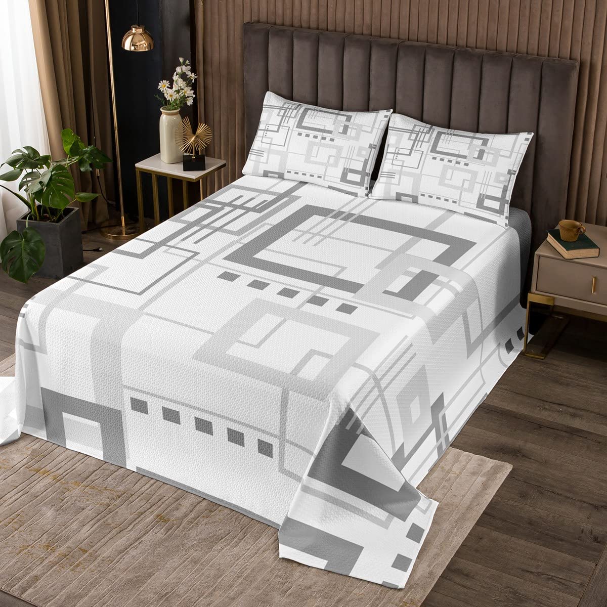 Homewish Modernes Abstraktes Geometrie Gitter Kariertes Tagesdecke 170x210