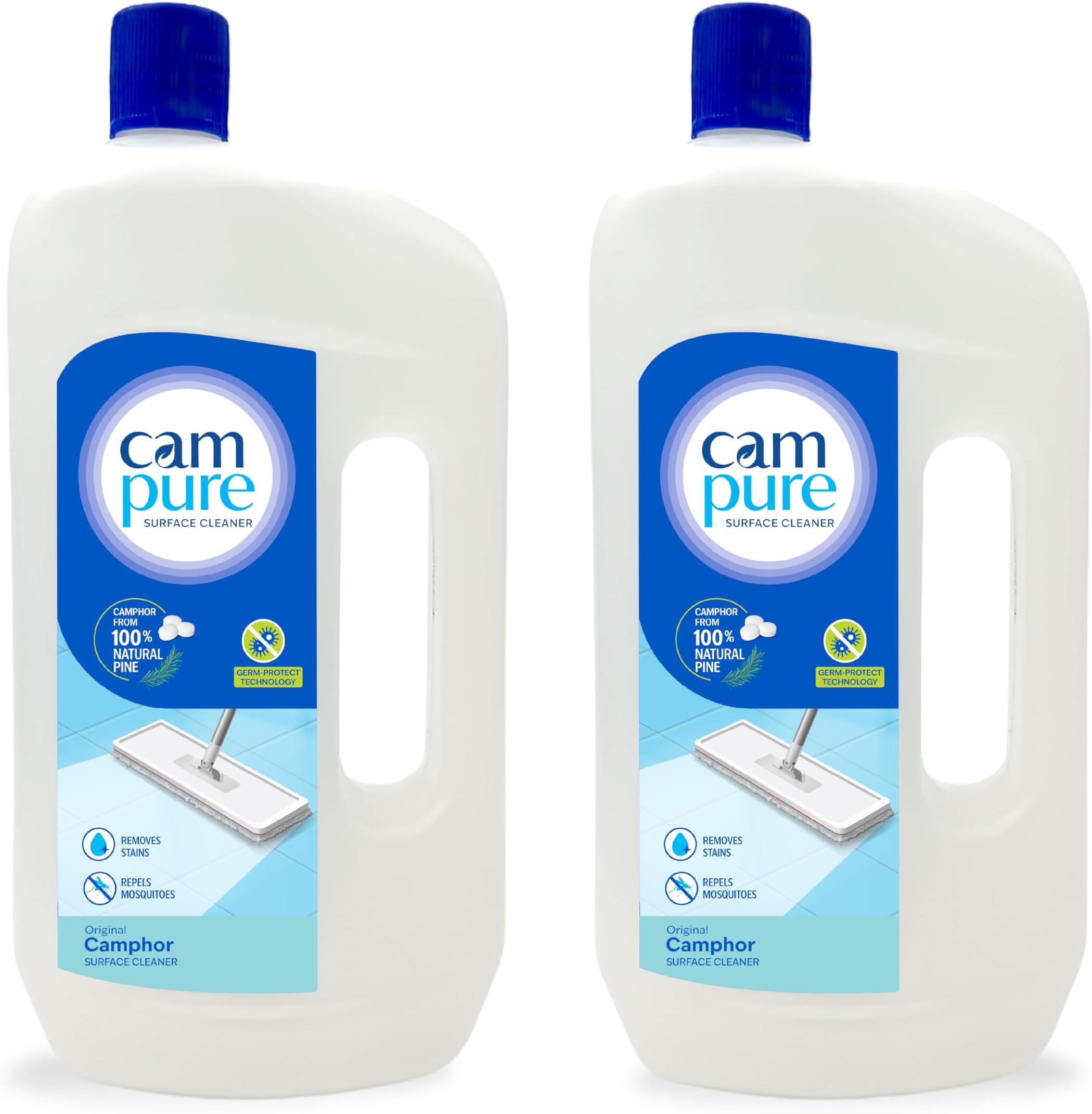 Camphor Surface and Floor Cleaner (1 L) - (Pack of 2) | 100% Organic | Eliminates Germs | Removes Stains | Calming Fragrance | Safe For Pets, Children & Pregnant Woman