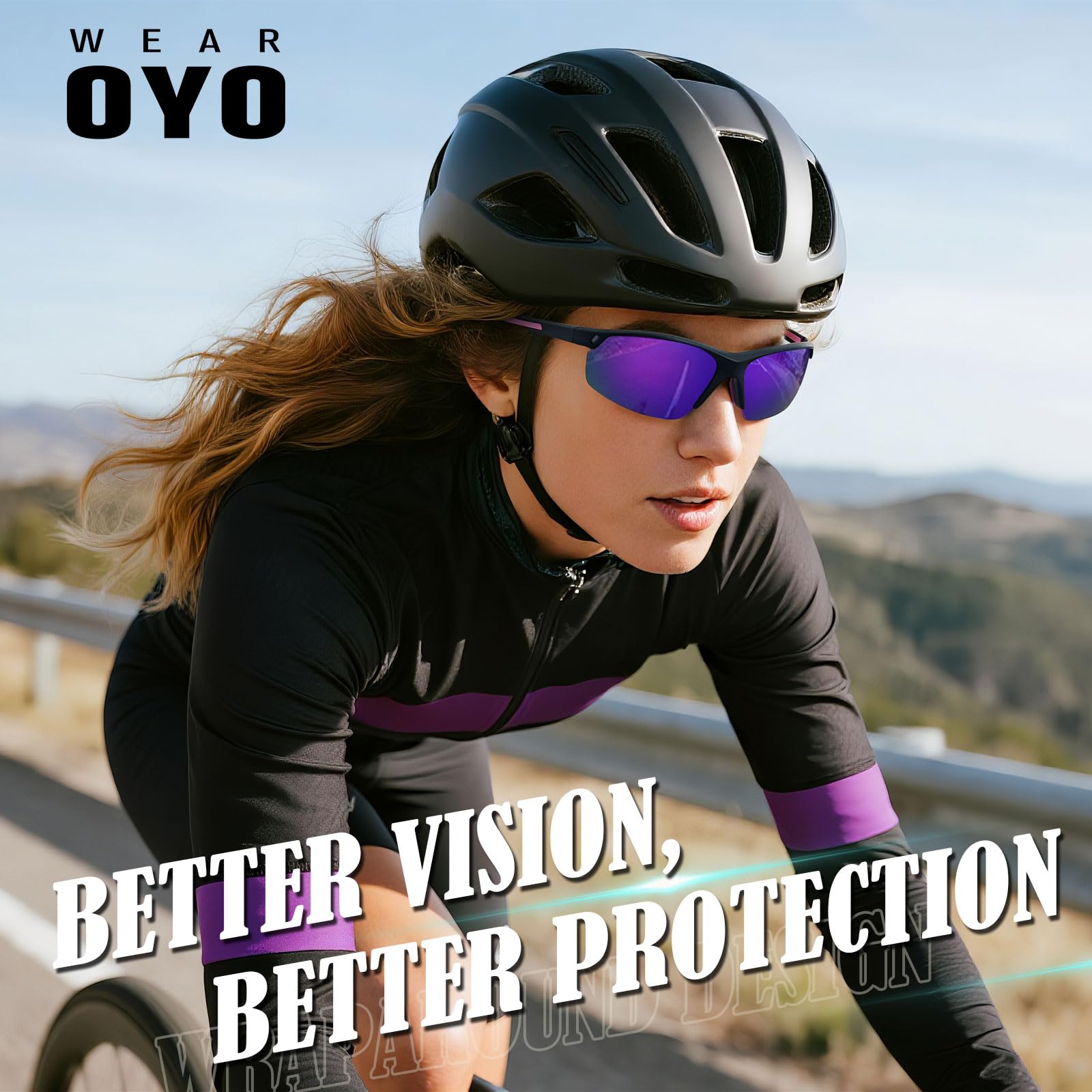 WEAROYO Polarisierte Sonnenbrille für Herren und Damen, flexibler TR90-Rahmen, umlaufender UV400-Sport-Sonnenbrille, Laufen, Angeln