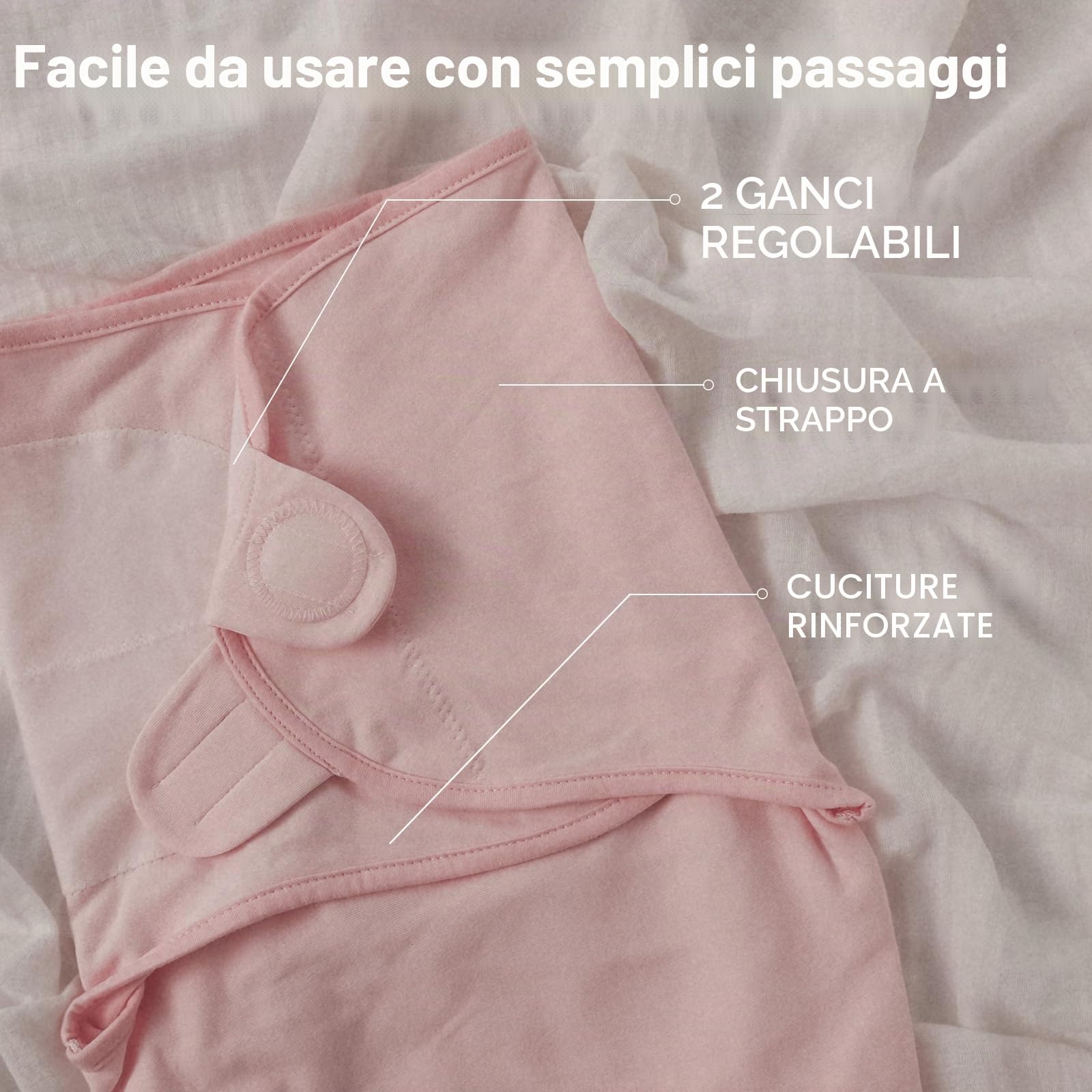 Baby Swaddle Blanket Wrap, Baby Nursery Swaddling Set regolabile per neonati 0-3 mesi, morbido cotone organico per neonato, Baby Essentials per la bambina e il ragazzo, 4 pezzi
