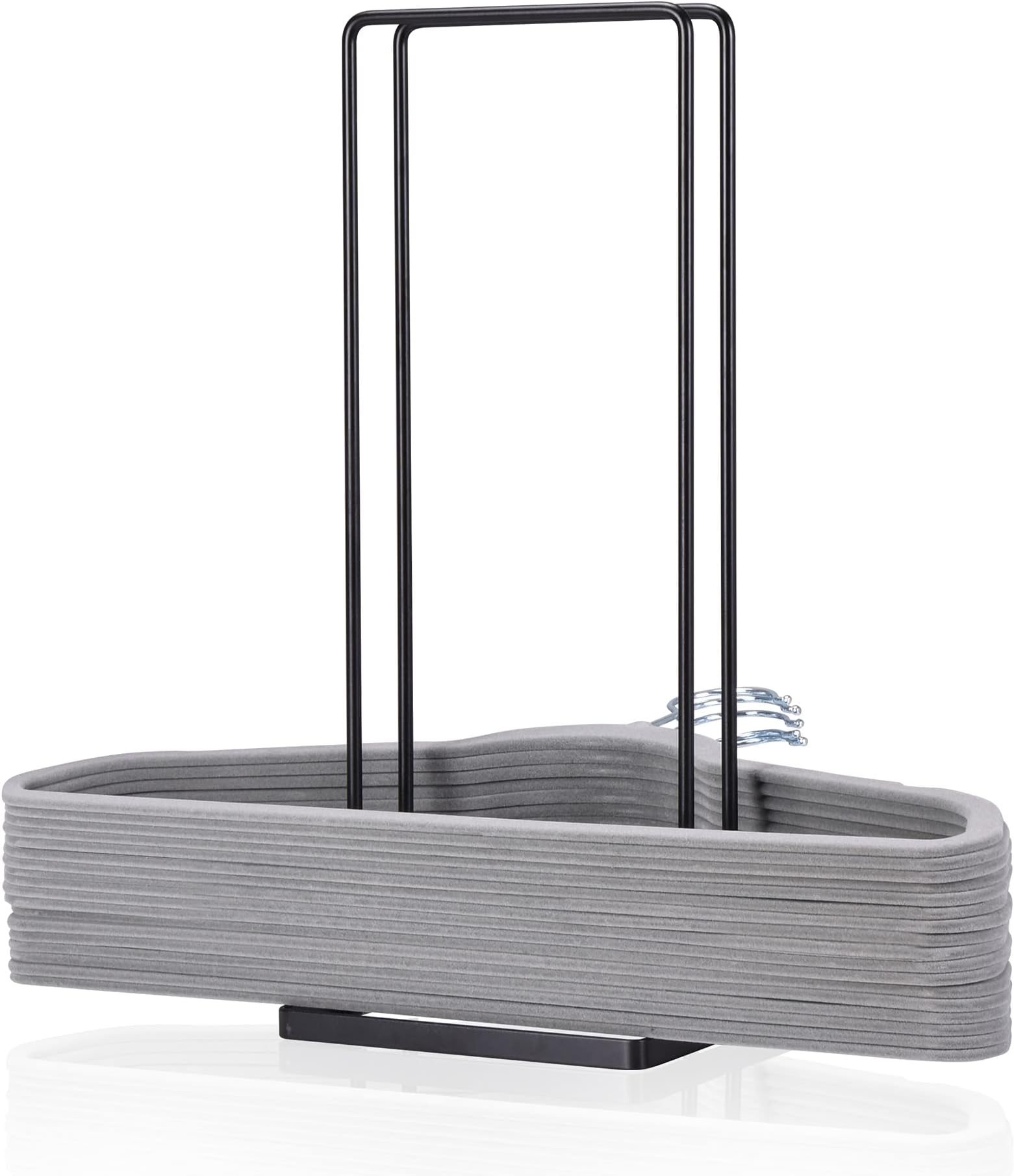 EASTTOWEST Hanger Organizer Stacker for Closet Laundry Room,Holds up 110 Wire Hanger,Black Carbon Steel Clothes Hanger Storage Rack Holder for Adult or Child