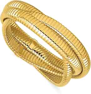 Amazon.com: Jewelplus 18k Yellow Gold 8.5mm Triple Slip On