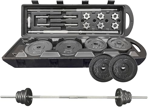 Can Also Be Used as a Barbell Adjustable Dumbbell 44 lbs, 66 lbs, 88 lbs, 110 lbs 2-Piece Set Iron Barbell Free Weight Adjustment