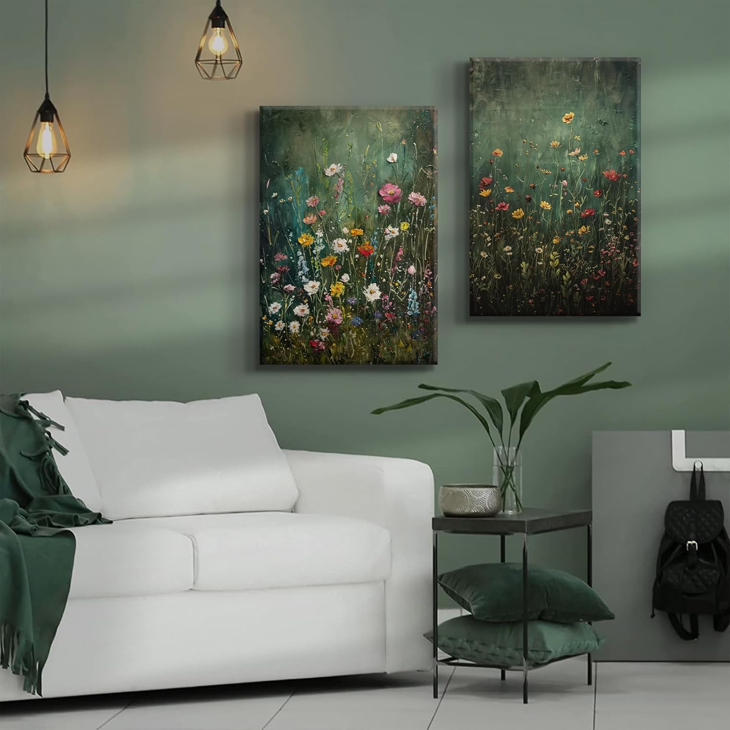 QMWIDKL 2Pcs Colorful Flowers Canvas Wall Art Nature Floral Wall Decor Watercolor Botanical Paintings Modern Flower for Living Room Bedroom Posters Prints Pictures Decor Ready to hang(16x24inch)