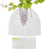 Vista 20 de Bolsas de protección de frutas para árboles frutales, 50 bolsas de red de uva de 8 x 12 pulgadas con cordón, cubierta reutilizable de malla