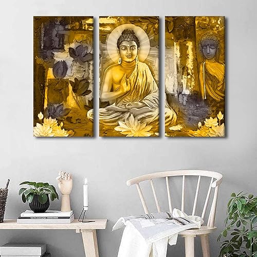 Vista 94 de TUMOVO Wall Art for Living Room Buddha Sculpture Flower Paintings Canvas Wall Art 3 Panel Wall Art Canvas Artwork Wall Decor Large Wall Decor Canvas