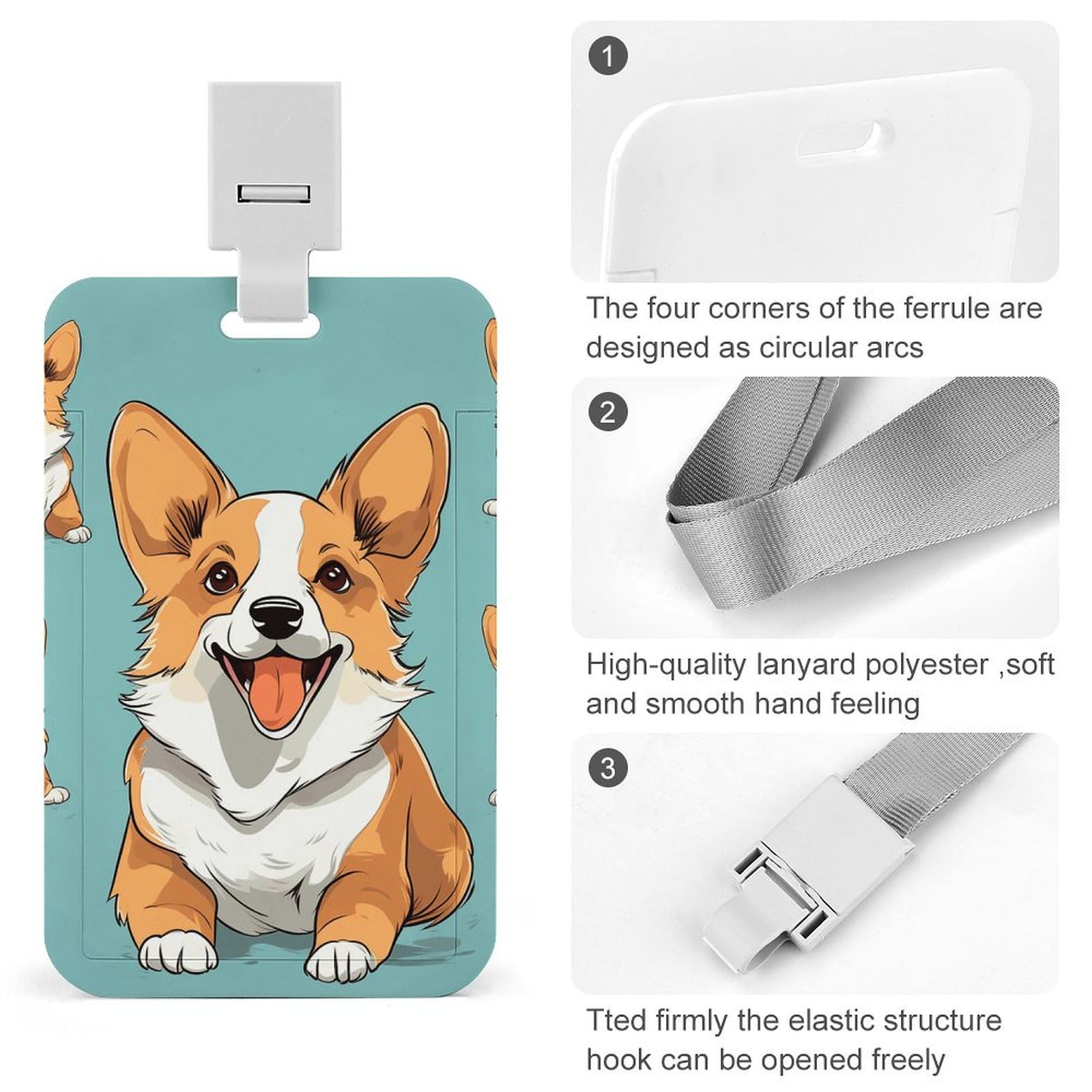 corgi card sleeves Cute Dog Badge Holder Work Sleeve with Lanyard Waterproof ID Badge Holder Breakaway ID Card Protector Badge Reel for Nurse Officer Security Women Men Office Products Dont miss out or Supreme Victors Incorrect Height Color:Pink Magenta TRAINER