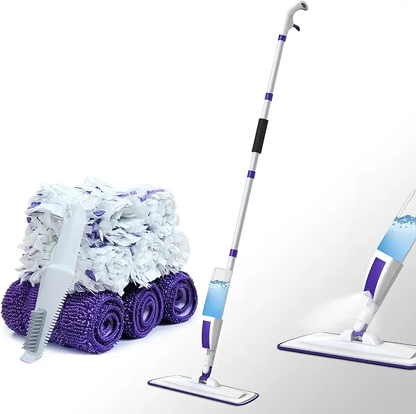 Hisucbetter Spray Mop for Floor Cleaning with 60" Extension Handle, Dry/Wet Mop with 14oz Refillable Bottle, 3 Washable Pads&5 Disposable Refills for Hardwood Laminate Tile Floor Dust Cleaning.