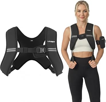 Weighted Vest, Weight Vest for Women Men, 5/10/15 lb Washable Silicone Soft Iron Workout Vest with Reflective Strips & Arm Pocket, Ultra Thin Fitness Vest for Training Walking Yoga