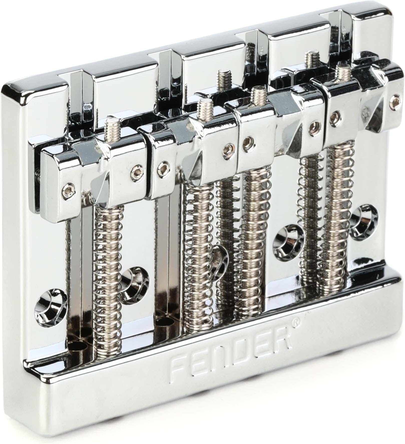 Fender パーツ Fender® HiMass™ 4-String Bass Bridge Assembly With Zinc Saddles, Chrome