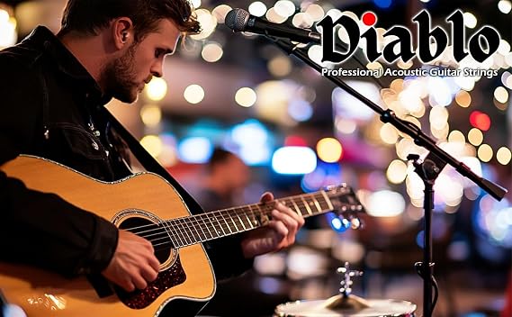 Diablo Acoustic Guitar Strings 12-53 Light Gauge - Phosphor Bronze 6-String Pack for Acoustic and Semi-Acoustic Guitars